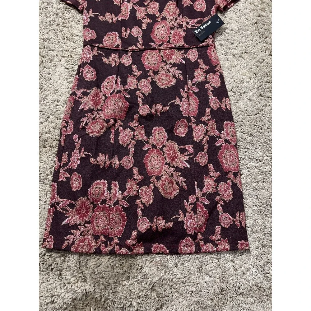 Enfocus Studio Womens Sheath Dress Black Burgundy Floral Size 8 NWT Free‎ Ship - Picture 6 of 8